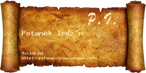 Petanek Irén névjegykártya